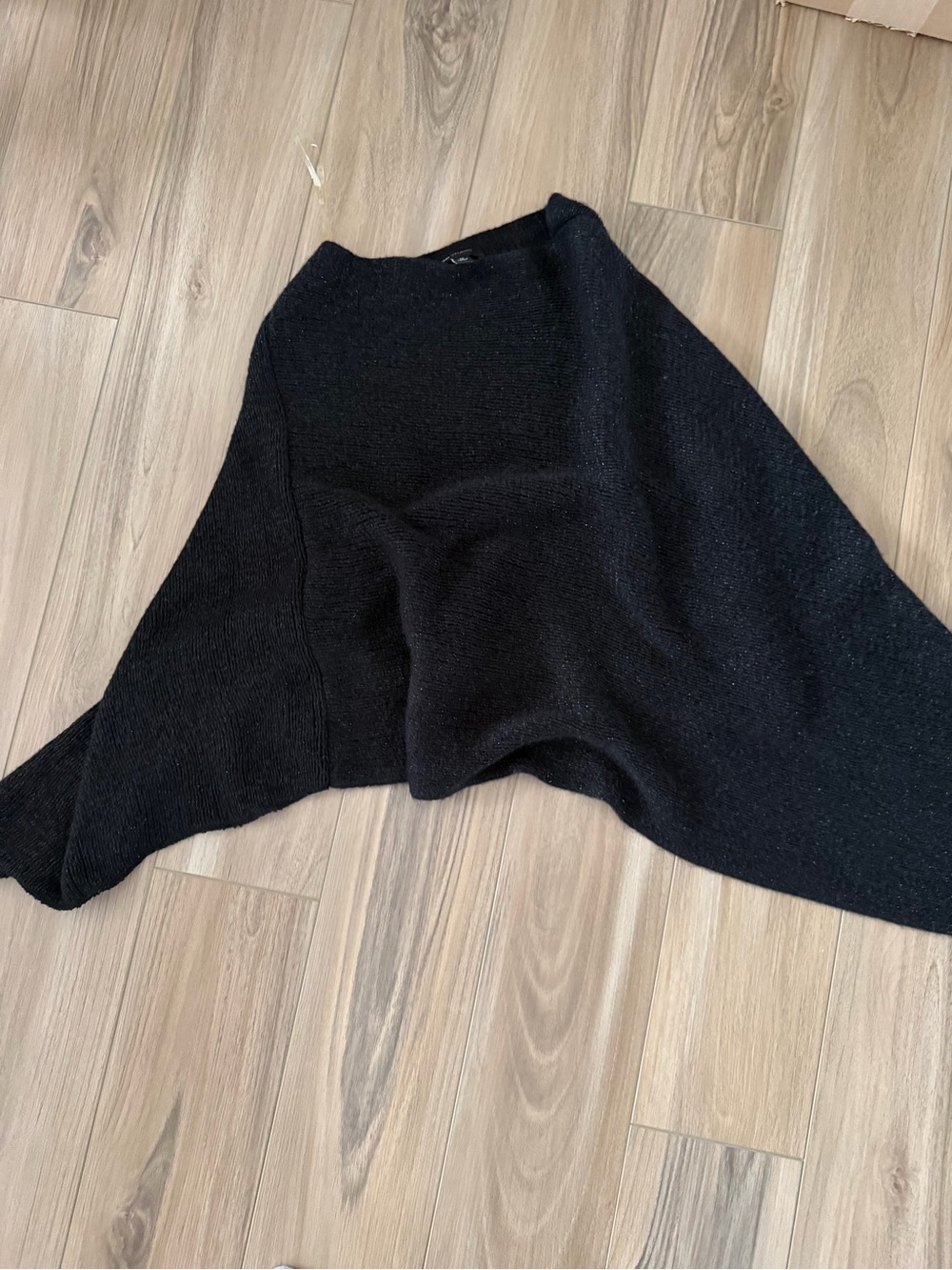 Black Women's Cozy Black shimmer Sweater Poncho